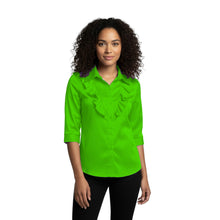 Gray Satin 3/4 Sleeve Shirt, professional vintage style blouse.