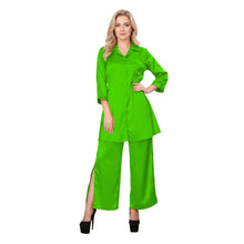 Golden Satin Co-ord Set, festive button down and palazzo.