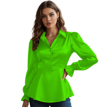 Satin Victorian Button-Down Shirt | Long Sleeve Blouse S-3XL S86
