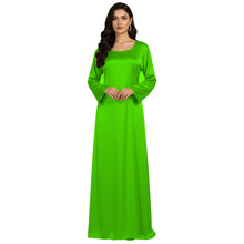 Satin Long Sleeve Modest Gown | Full Length Hijab Dress S-3XL | 41 Colors S121