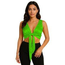 Mint Green Satin Sleeveless Ruffle Top, fresh performance choli.