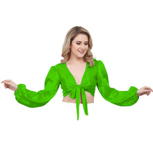 Mint Green Satin Ruffle Dance Top, fresh performance choli.