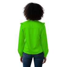 Brown Satin Long Sleeve Shirt, elegant classic office blouse.