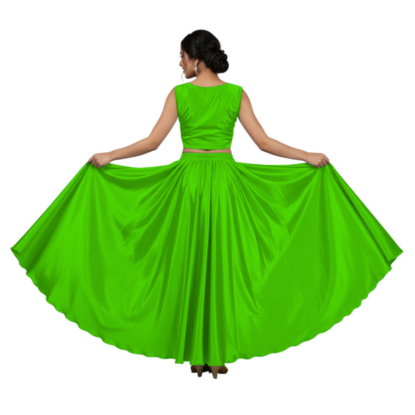 Brown Satin Belly Dance Costume, elegant full circle skirt and ruffle top.