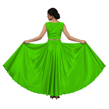 Brown Satin Belly Dance Costume, elegant full circle skirt and ruffle top.