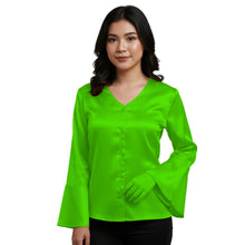 Satin Flare Sleeve Button Down Top | Dramatic Blouse S-3XL | 41 Colors S82