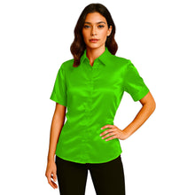 Satin Short Sleeve Button Down Shirt | Button Down Nightwear S-3XL | 41 Colors S107