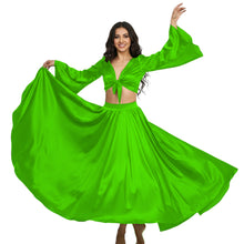 Satin Belly Dance Full Circle Skirt & Ruffle Top Set S-3XL | 41 Colors S76