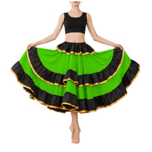 Satin Full Circle Skirt Black Frill | 360° Dance Flow S-3XL S75
