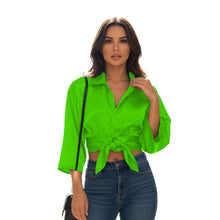 Satin Button Down Crop Top | High-Shine Shirt S-3XL | 41 Colors S116