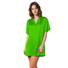 Satin Night Wear Long Shirt | Loose Sleep Shirt Dress S-3XL | 41 Colors S111