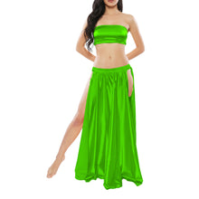 Satin Belly Dance Side Cut Skirt | Slit Flow Costume Plus Size | 41 Colors S1