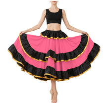 Satin Full Circle Skirt Black Frill | 360° Dance Flow S-3XL S75