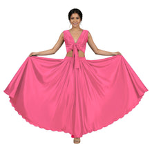 Gray Satin Full Circle Skirt Set, professional dance costume.