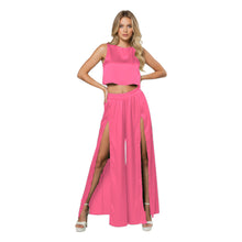 Front Cut Palazzo & Top Set for Women – Wide Leg Slit Pants Co-Ord Outfit, 41 Colors, S–5XL S147
