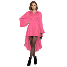 Satin Victorian Long Shirt Dress | Button Down Tunic S-3XL | 41 Colors S113