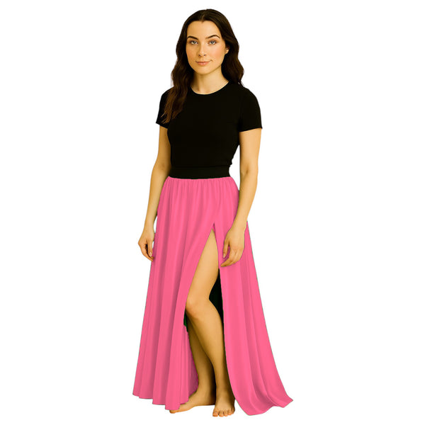Satin Half Circle Skirt | Side Cut Dance Flow S-3XL | 41 Colors S94