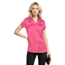 Satin Short Sleeve Button Down Shirt | Chic Blouse S-3XL | 41 Colors S118