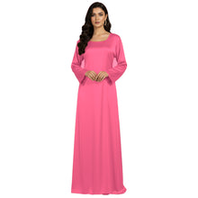 Satin Long Sleeve Modest Gown | Full Length Hijab Dress S-3XL | 41 Colors S121