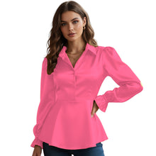 Satin Victorian Button-Down Shirt | Long Sleeve Blouse S-3XL S86