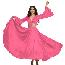 Satin Belly Dance Full Circle Skirt & Ruffle Top Set S-3XL | 41 Colors S76
