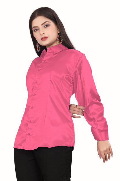 Satin Button Down Shirt S81-Regular Size 1