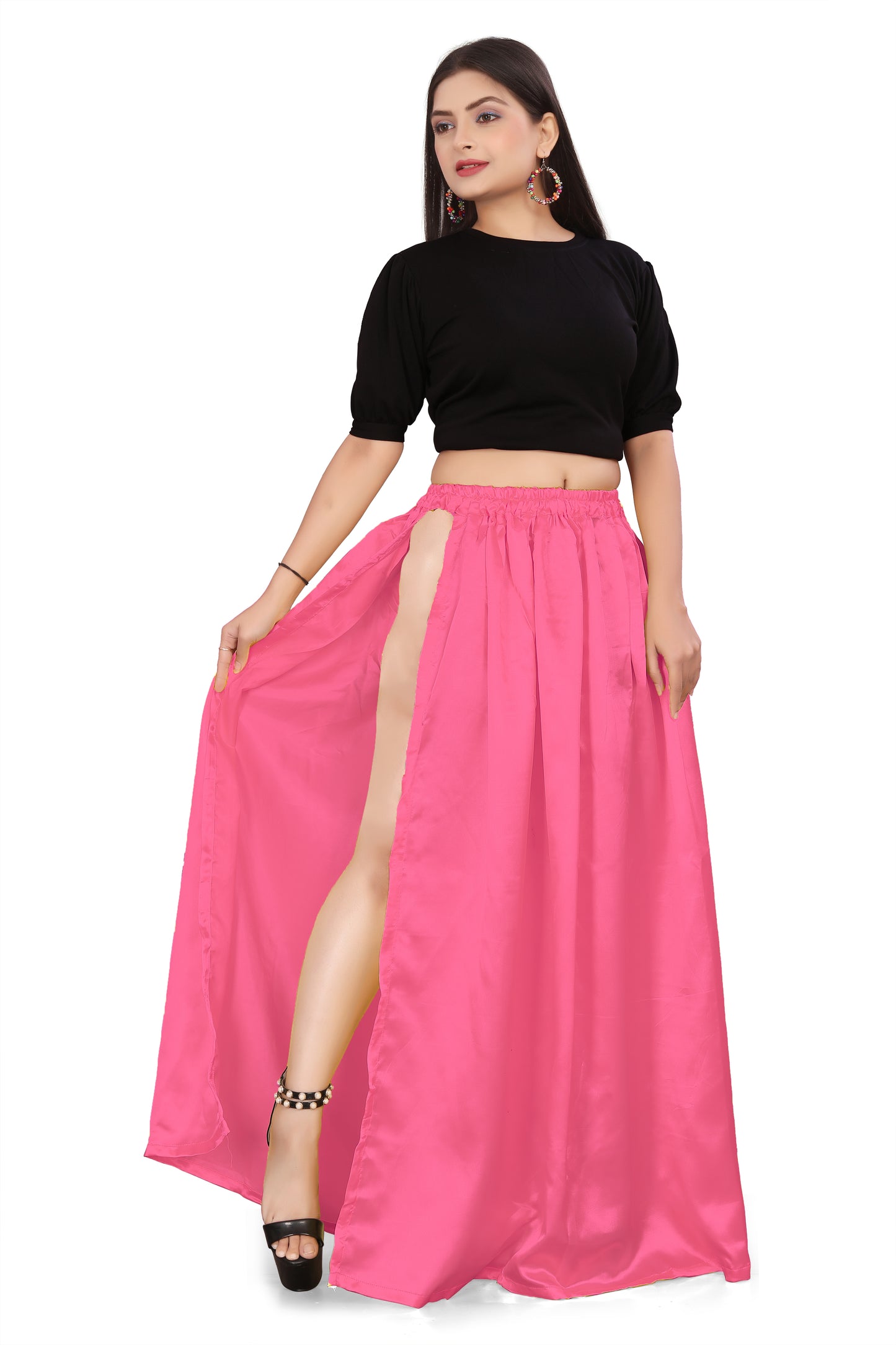 Satin Side Slit A line Skirt S1-Regular Size 1