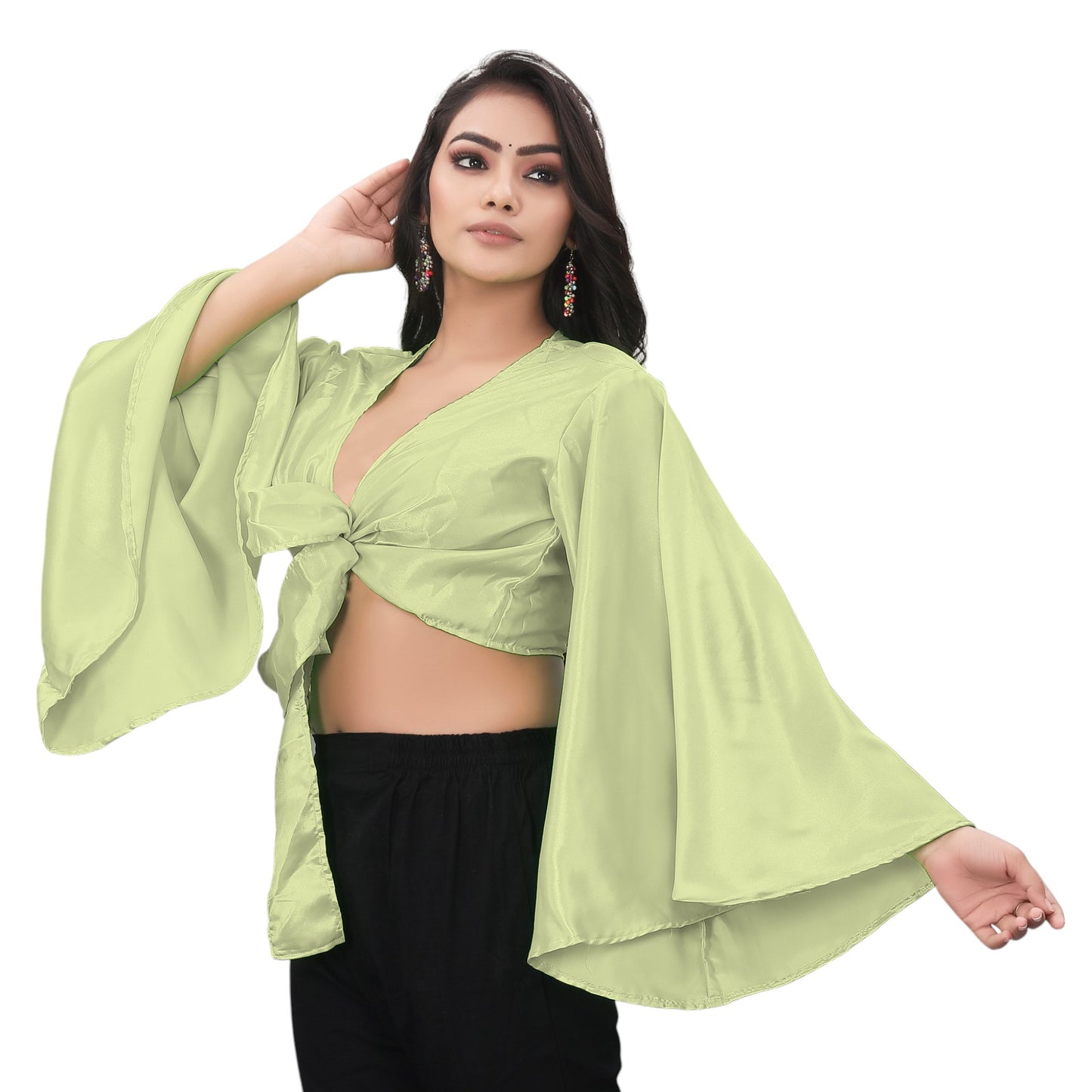 Satin Belly Dance Ruffle Top S29-Regular Size 1