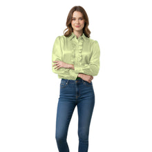 Light Pink Satin Vintage Style Shirt, soft feminine button down.