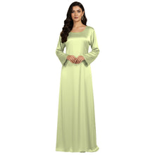 Satin Long Sleeve Modest Gown | Full Length Hijab Dress S-3XL | 41 Colors S121