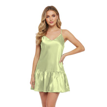 Light Gold Satin Night Wear Gown, elegant metallic sleep dress.