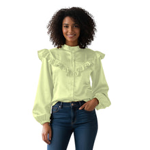 Mint Green Satin Classic Button Down, fresh spring blouse.