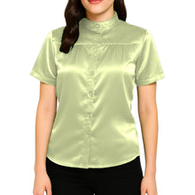 Satin Short Sleeve Button Down Shirt | Chic Blouse S-3XL | 41 Colors S85
