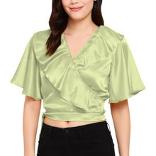 Satin Ruffle Self-Tie Top | Adjustable Crop Blouse S-3XL | 41 Colors S84