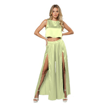 Front Cut Palazzo & Top Set for Women – Wide Leg Slit Pants Co-Ord Outfit, 41 Colors, S–5XL S147
