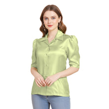 Satin Puff Sleeve Button Down Shirt | Elegant Top S-3XL | 41 Colors S80