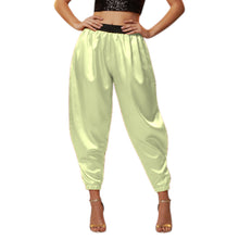 Satin Tapered Party Pants • Plus Size Elastic Waist Trousers • Women's Elegant Night Out Bottoms  S145