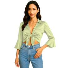 Satin Self Tie Cover Up Top | Adjustable Party Blouse S-3XL | 41 Colors S119