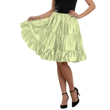 Green Satin Ruffle Party Mini, elegant short skirt S-3XL.