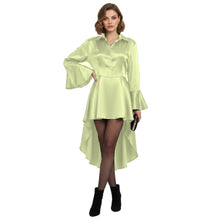 Satin Victorian Long Shirt Dress | Button Down Tunic S-3XL | 41 Colors S113
