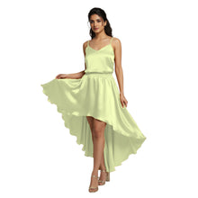 Light Pink Satin High-Low Skirt, soft feminine flowy maxi.