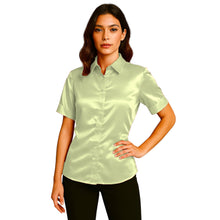 Satin Short Sleeve Button Down Shirt | Button Down Nightwear S-3XL | 41 Colors S107