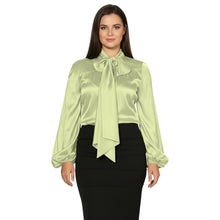 Satin Bow Neck Top | Long Sleeve Office Wear Blouse S-3XL | 41 Colors S120