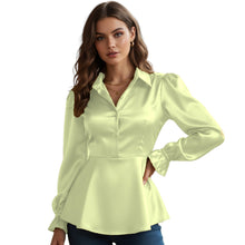 Satin Victorian Button-Down Shirt | Long Sleeve Blouse S-3XL S86