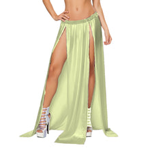 Satin Maxi Skirt Front Slit | Full Length Party Wear S-3XL S96