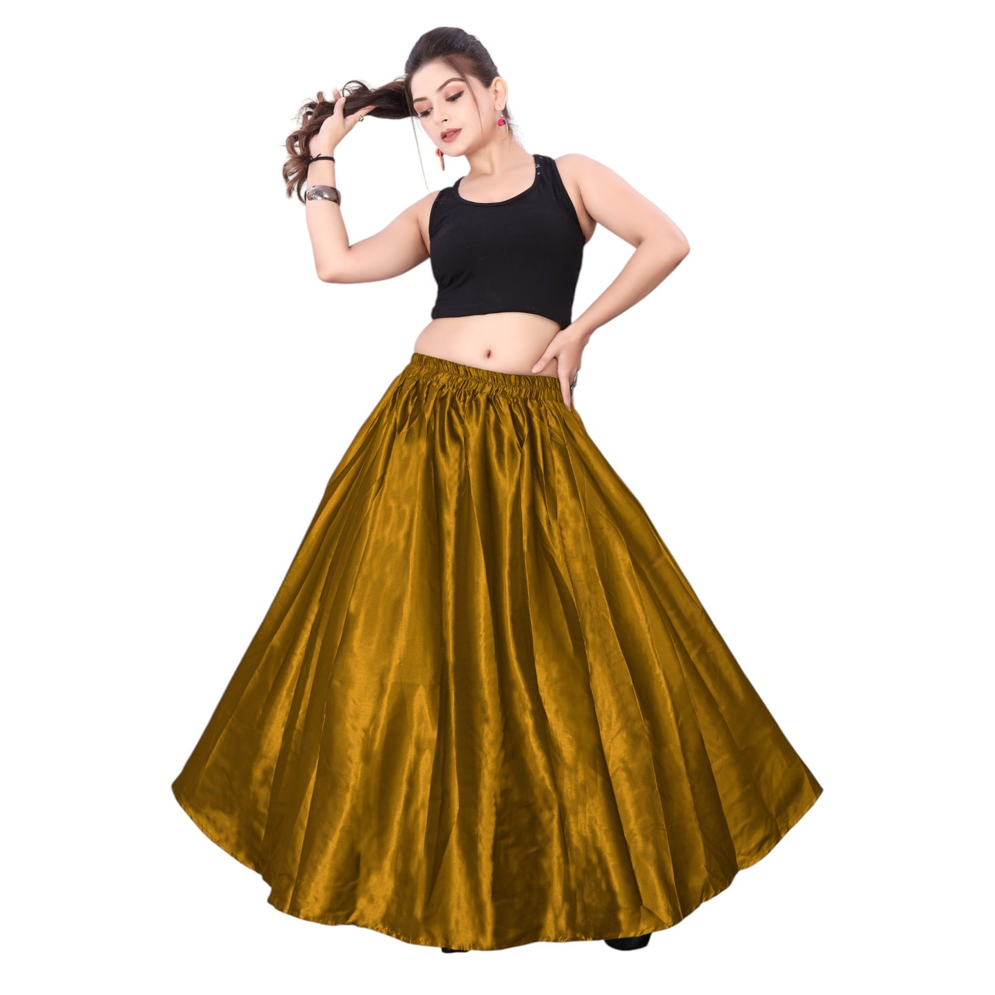 Satin Belly Dance Half Circle Skirt S9-Regular Size 1