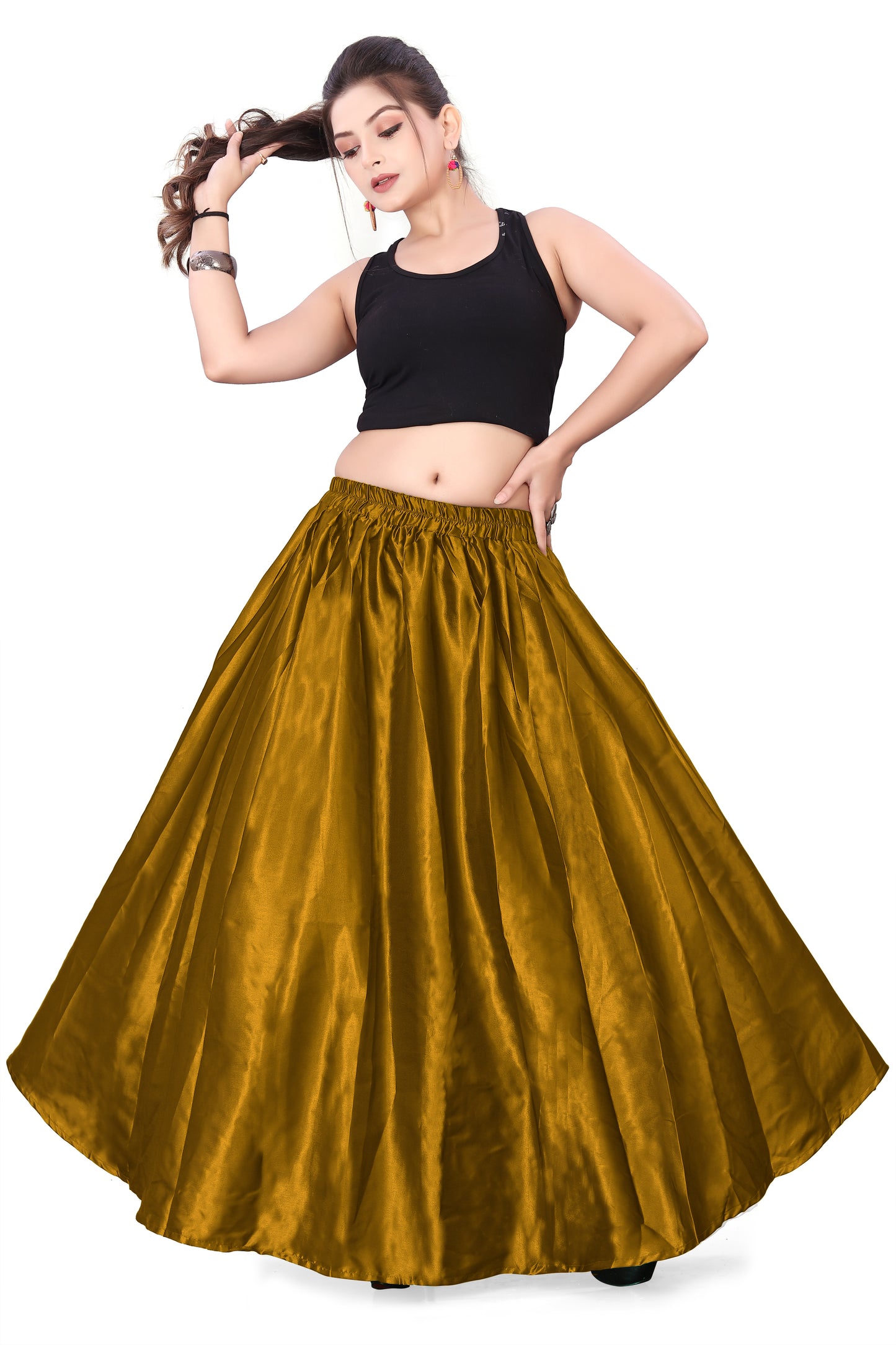 Satin Belly Dance Half Circle Skirt S9-Regular Size 1