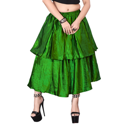 Satin 2 Layer Party wear midi Skirt S101-Regular Size 1