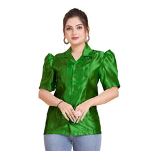 Satin Puff Sleeve Button Down  Shirt  S80 - Regular size 1