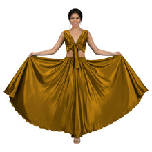 Light Gold Satin Skirt Set, elegant metallic dance costume.